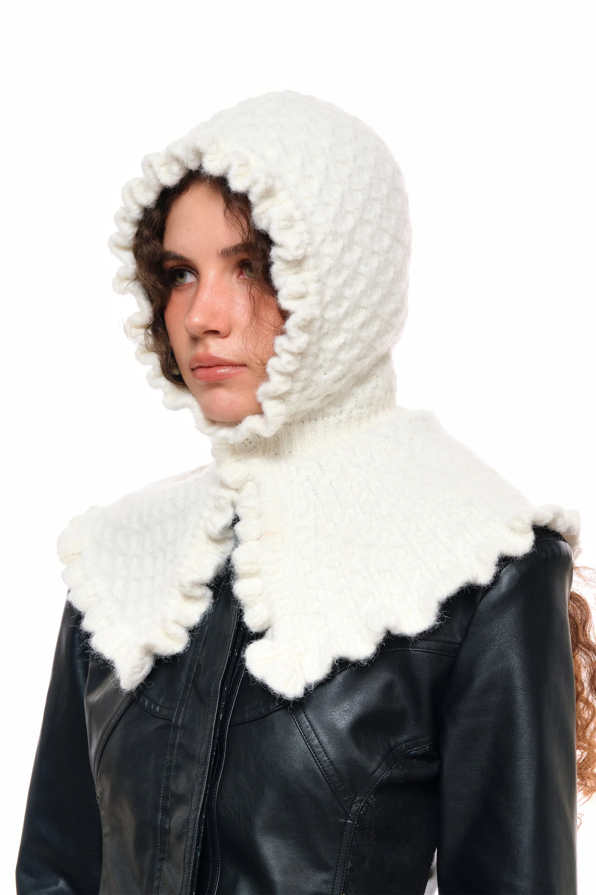 Sage Balaclava Hat in White sold by PANN