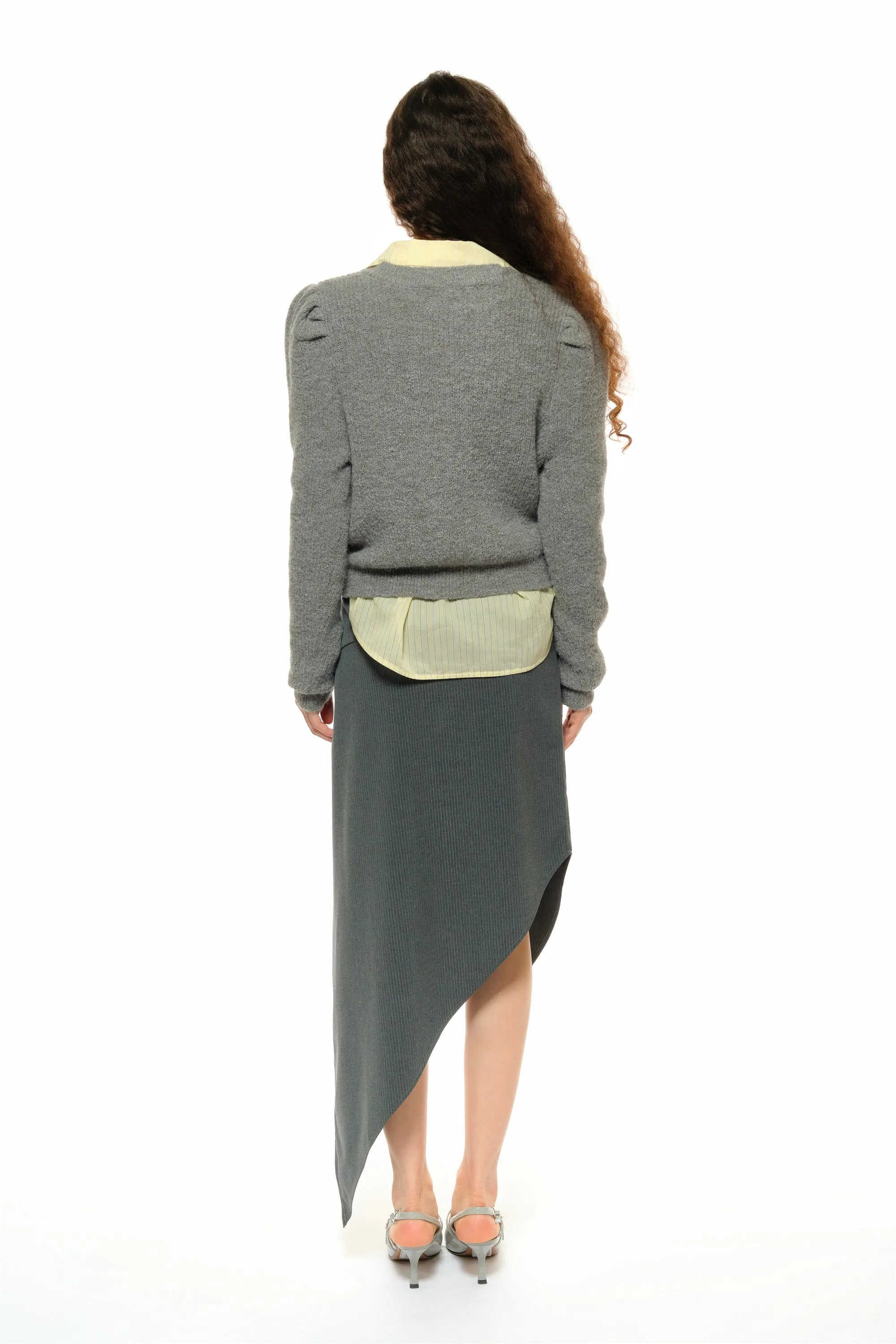 Leah Asymmetrical Tailored Skirt in Gray sold by PANN product image thumbnail 3