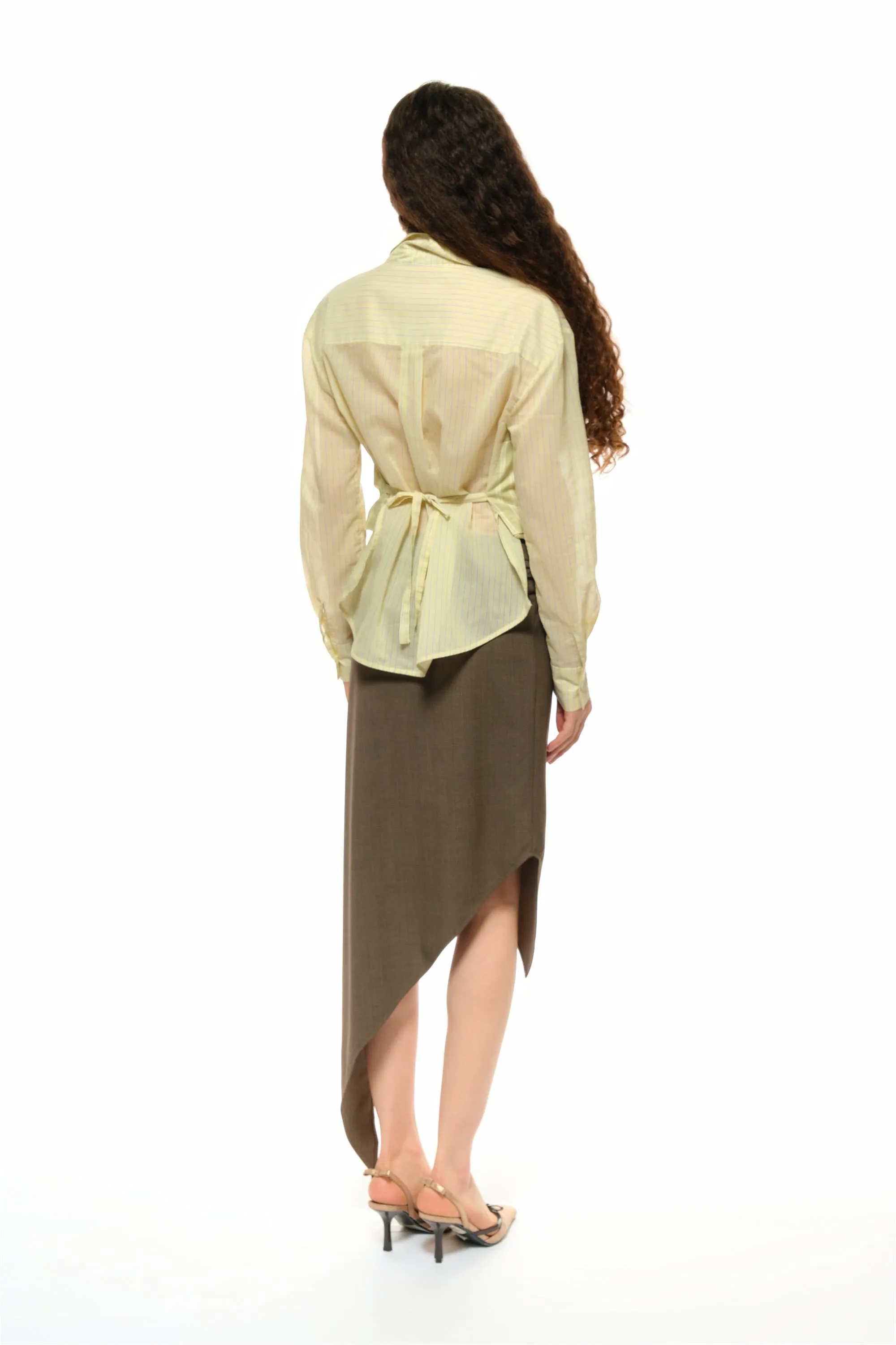 Leah Asymmetrical Tailored Skirt in Brown sold by PANN product image thumbnail 3