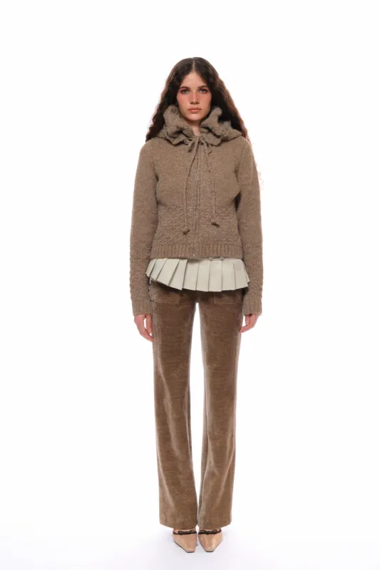 Cora Cashmere Knit Sweater in Brown sold by PANN
