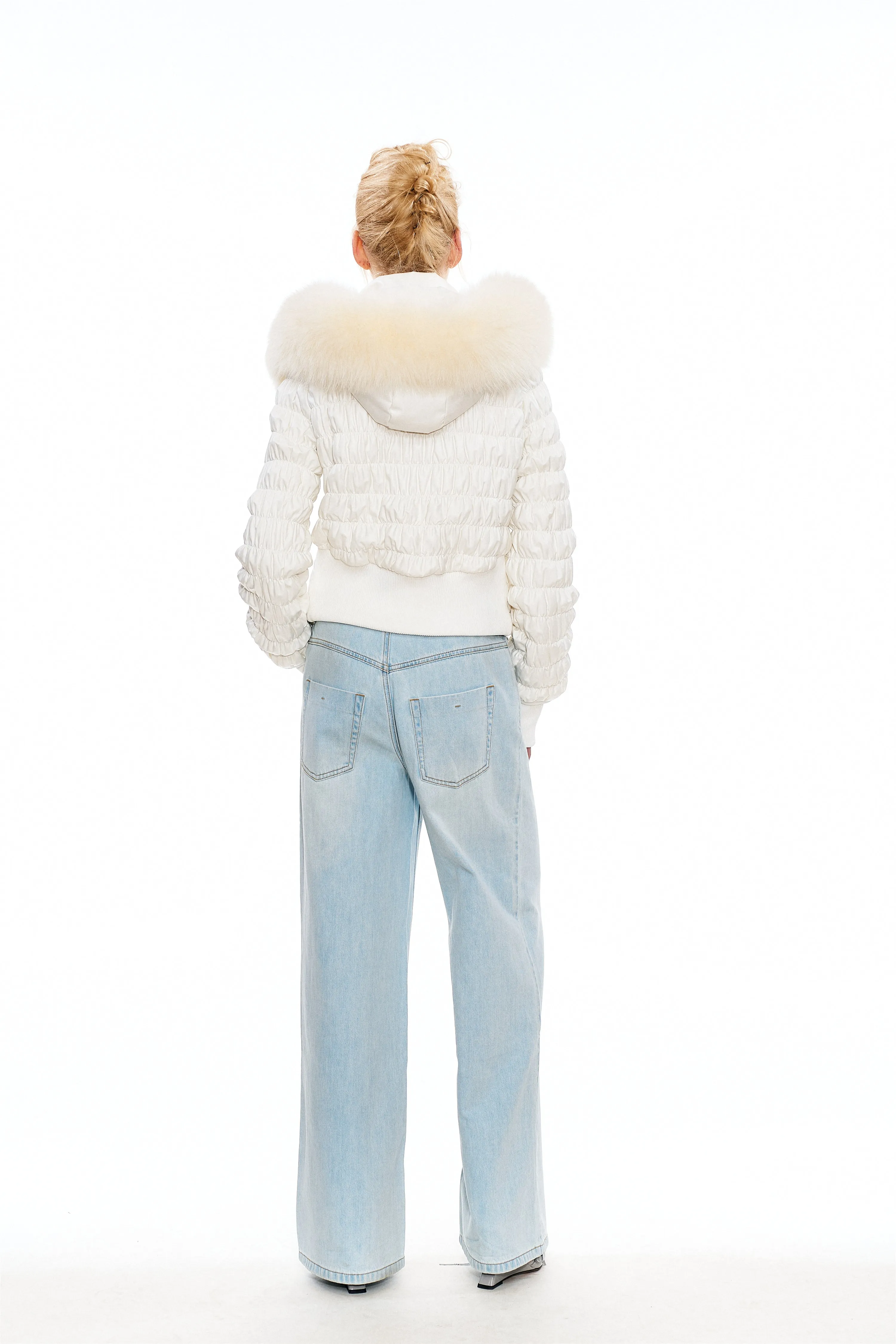 Erica Fox Fur-Trimmed Cotton Jacket in White sold by PANN product image thumbnail 4