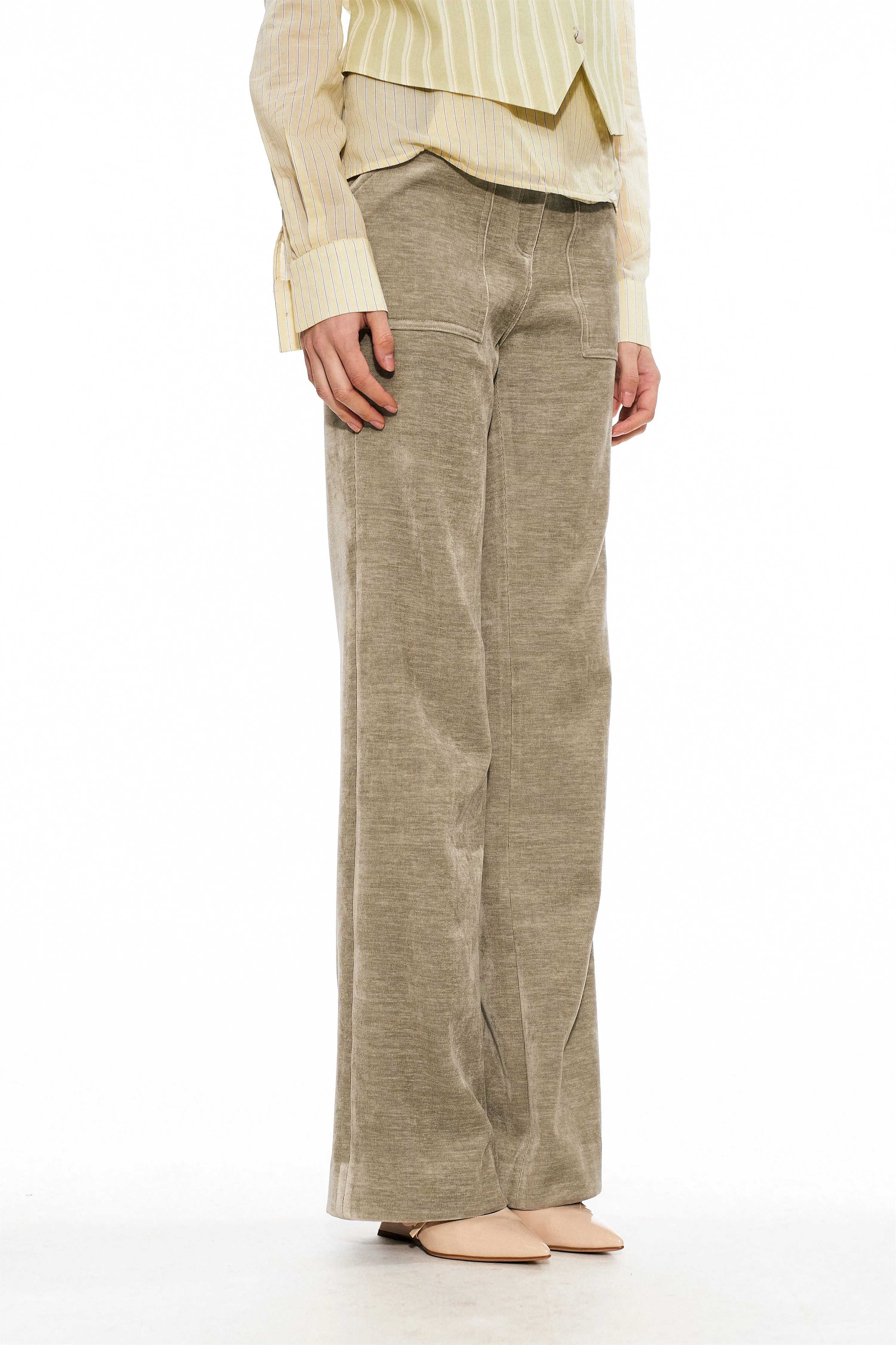 Iris Corduroy High-Waisted Pants in Green sold by PANN product image thumbnail 4