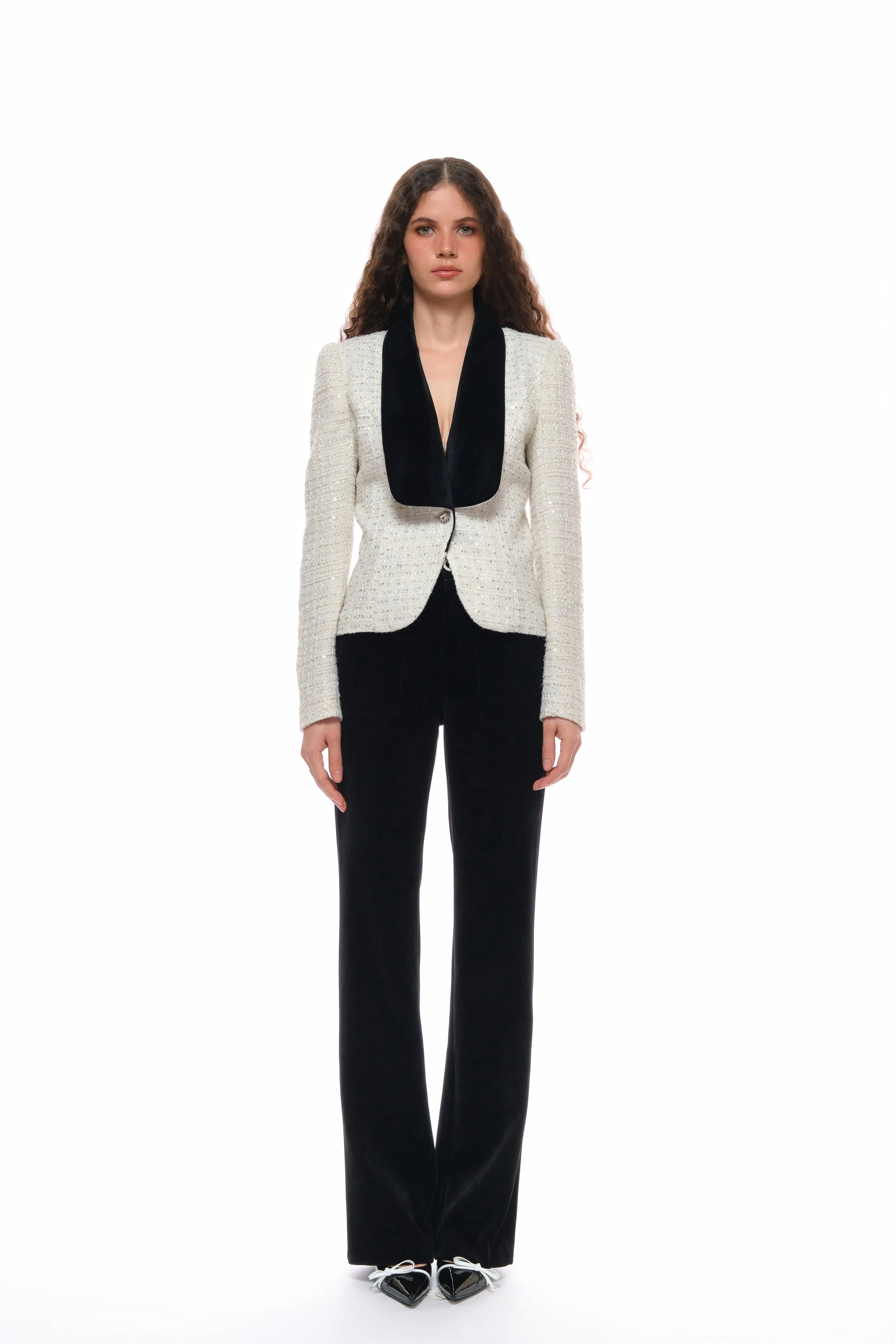 Iris Corduroy High-Waisted Pants in Black sold by PANN