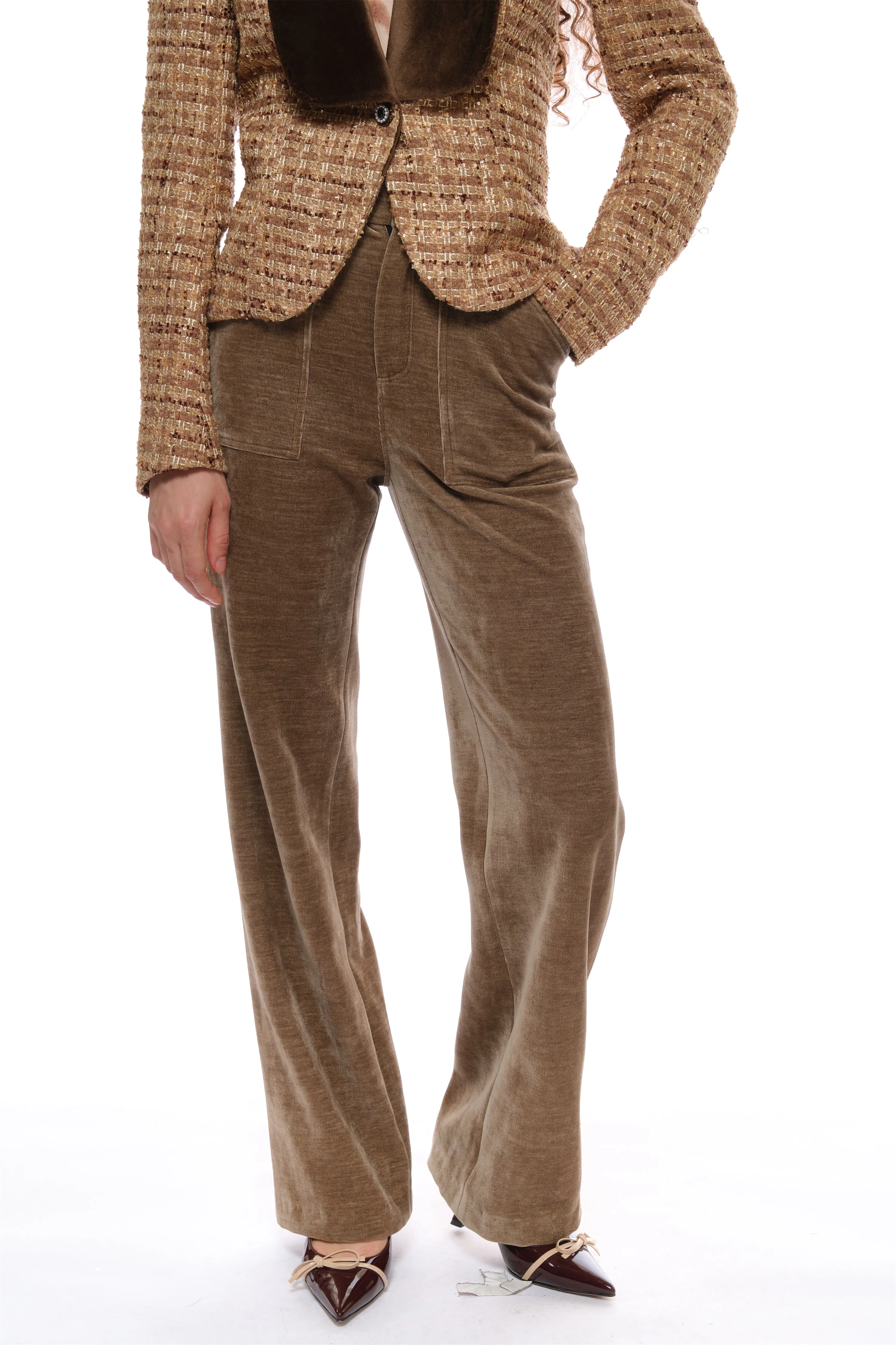 Iris Corduroy High-Waisted Pants in Coffee sold by PANN product image thumbnail 2