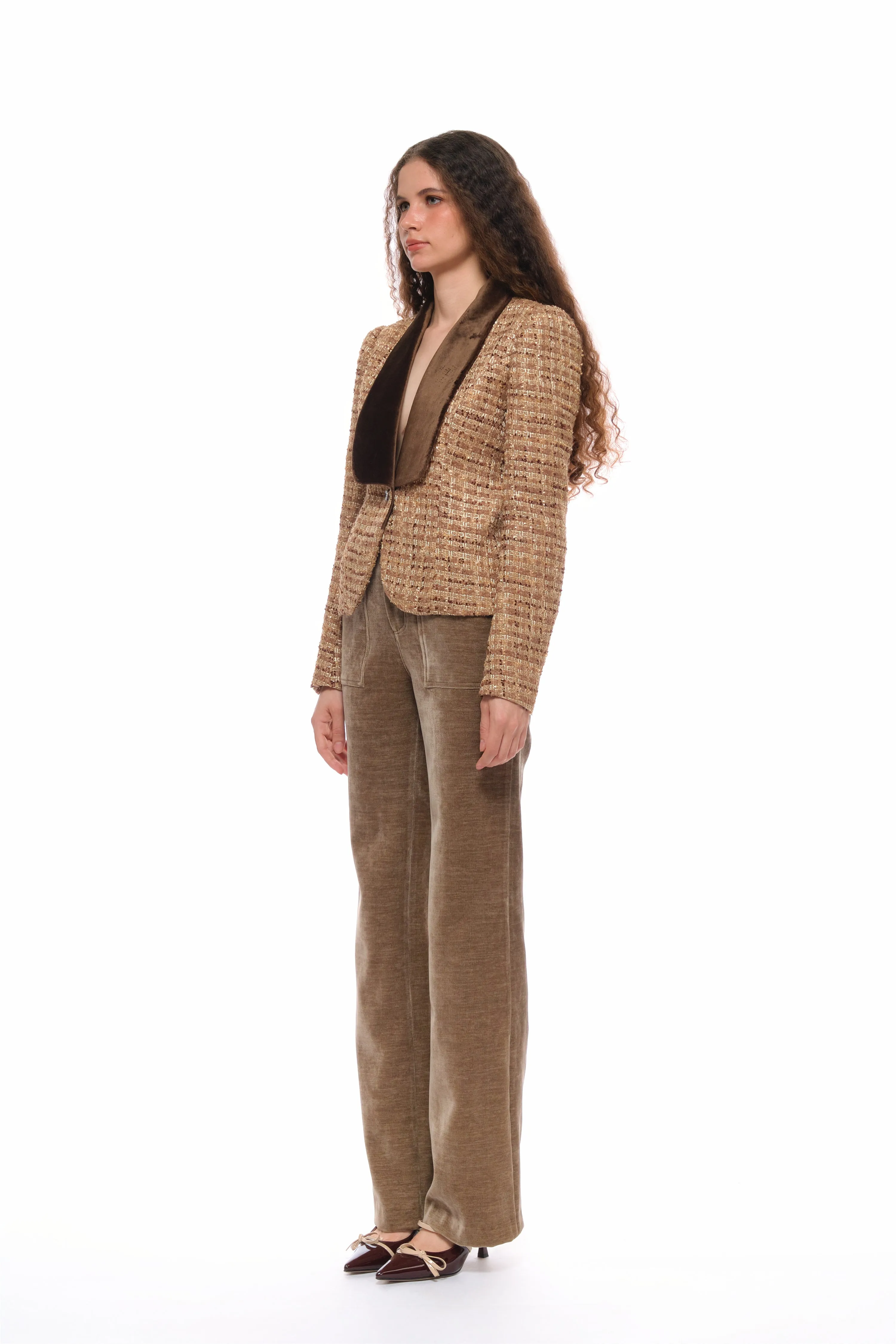 Iris Corduroy High-Waisted Pants in Coffee sold by PANN product image thumbnail 3