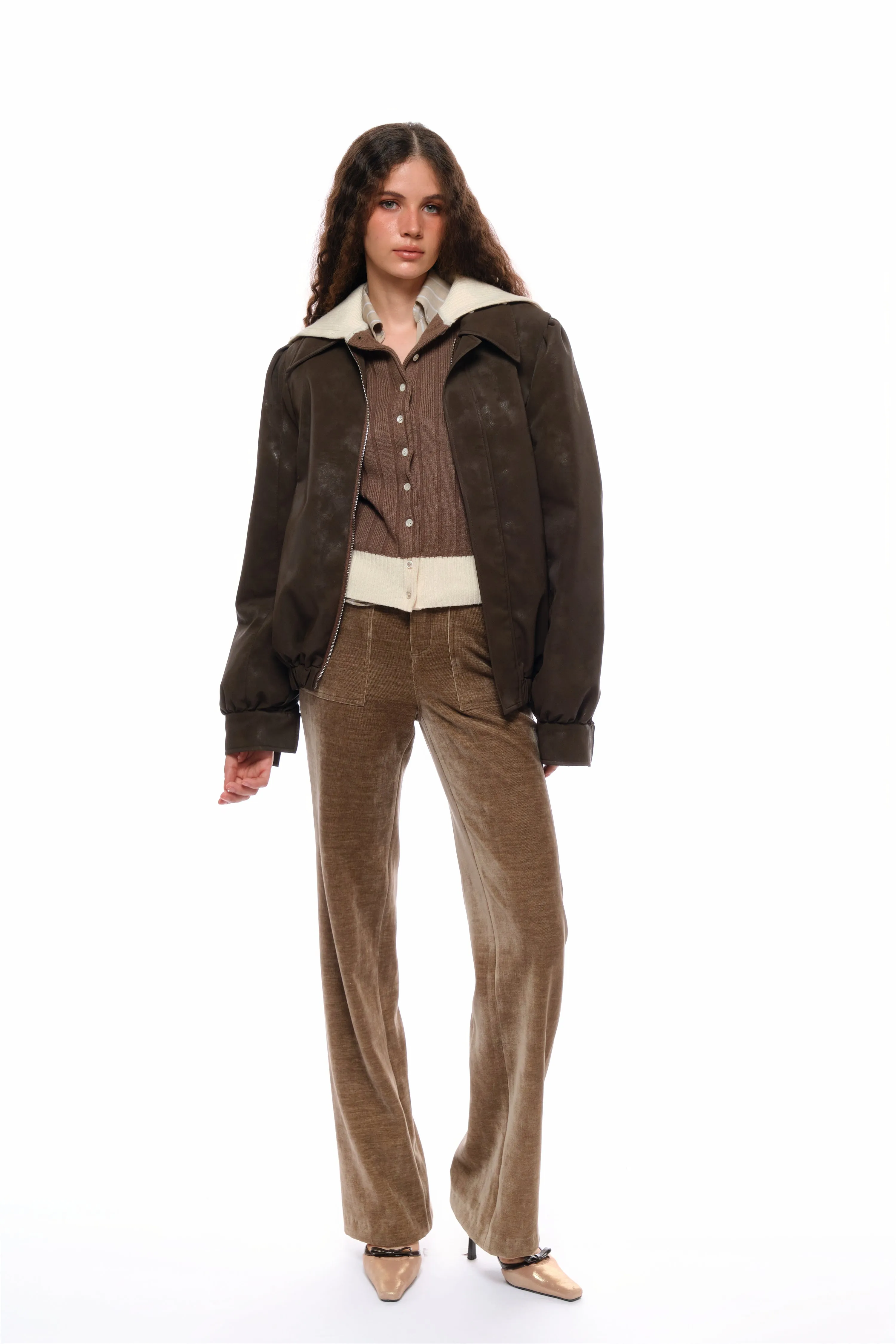 Iris Corduroy High-Waisted Pants in Coffee sold by PANN product image thumbnail 4