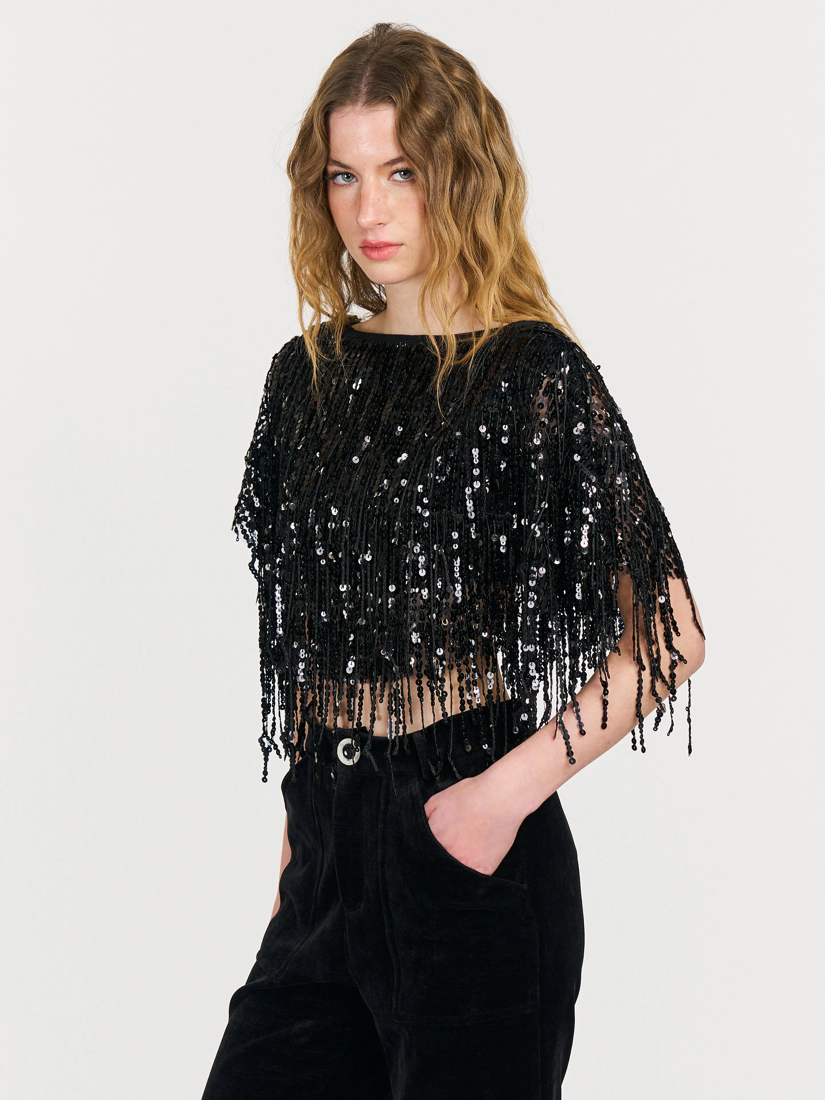 Kylie Reversible Sequin Cape sold by PANN product image thumbnail 2