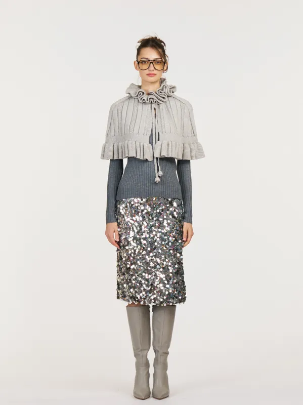 Isla Wool Blend Shawl in Gray sold by PANN