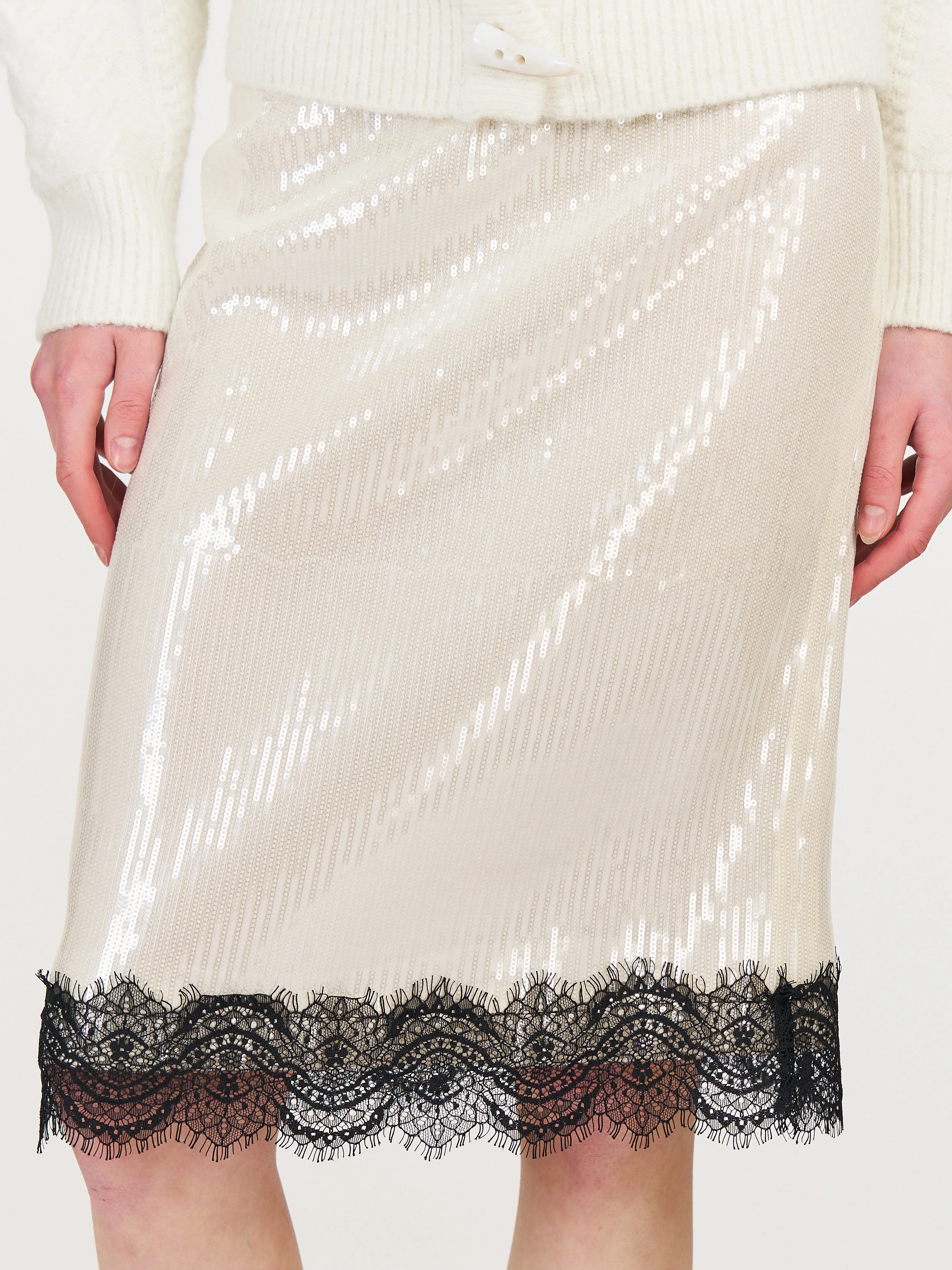 Rylee Sequin Lace Panel Midi Skirt sold by PANN product image thumbnail 2