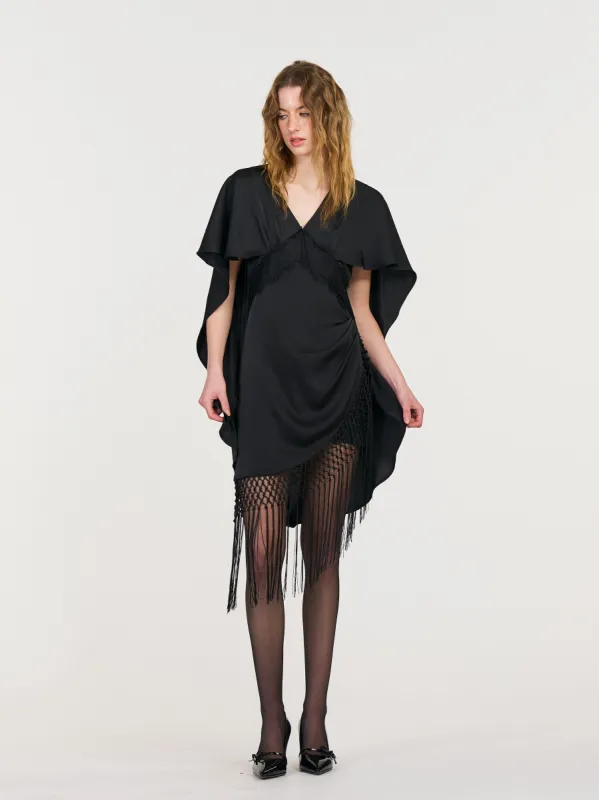 Hazel Cape-Style Tassel Dress sold by PANN