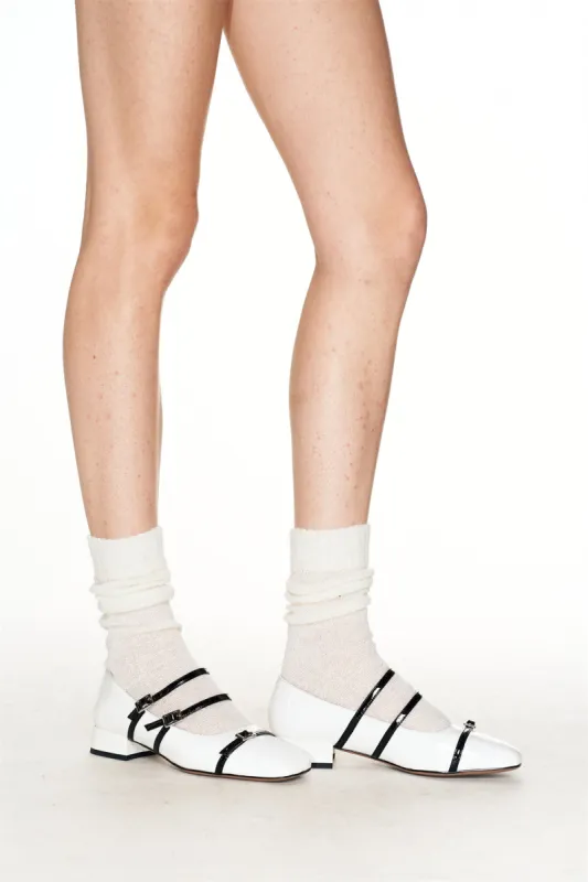 Melanie Lace-up Flats in White sold by PANN