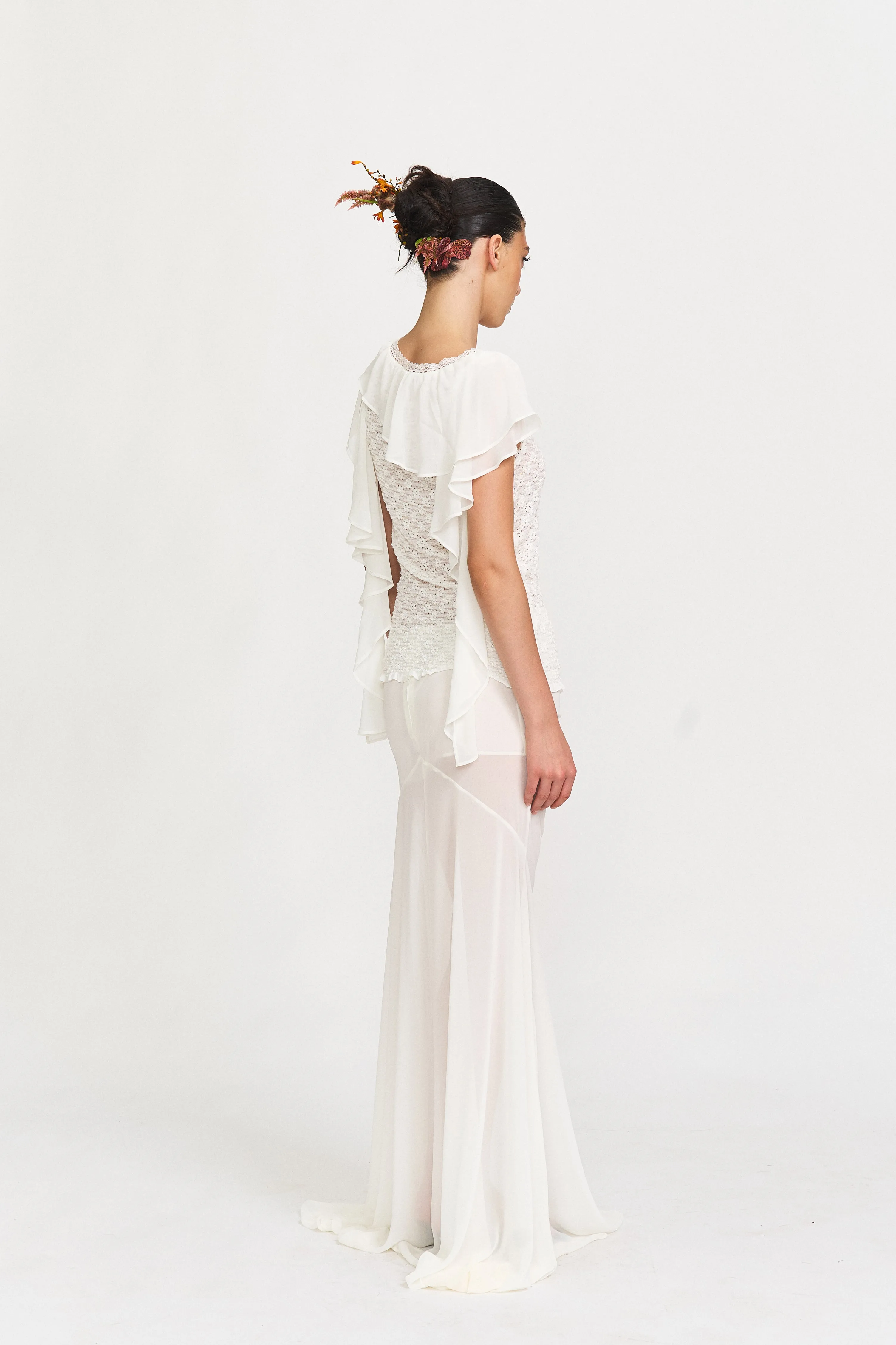 Sophie Elegant Ruched Midi Skirt in White sold by PANN product image thumbnail 5