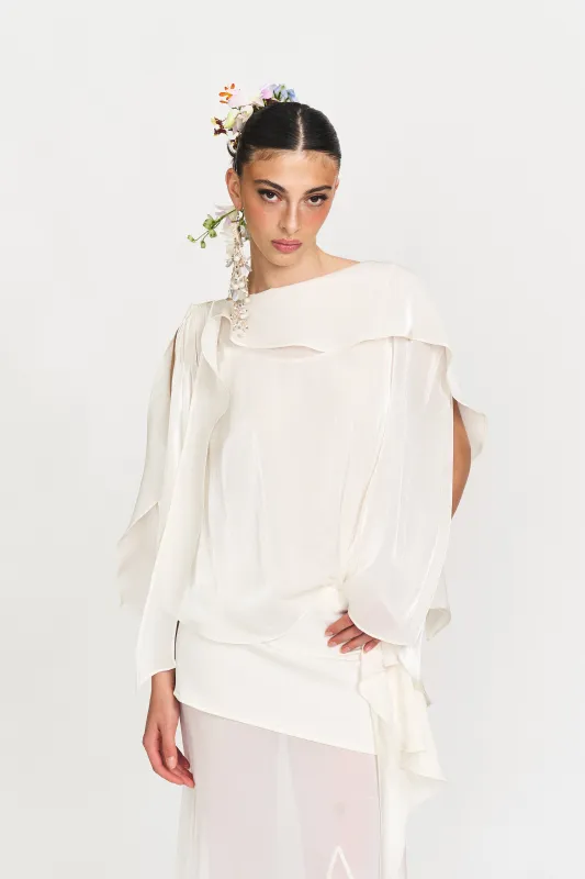Kim Sheer Crinkled Chiffon Blouse sold by PANN