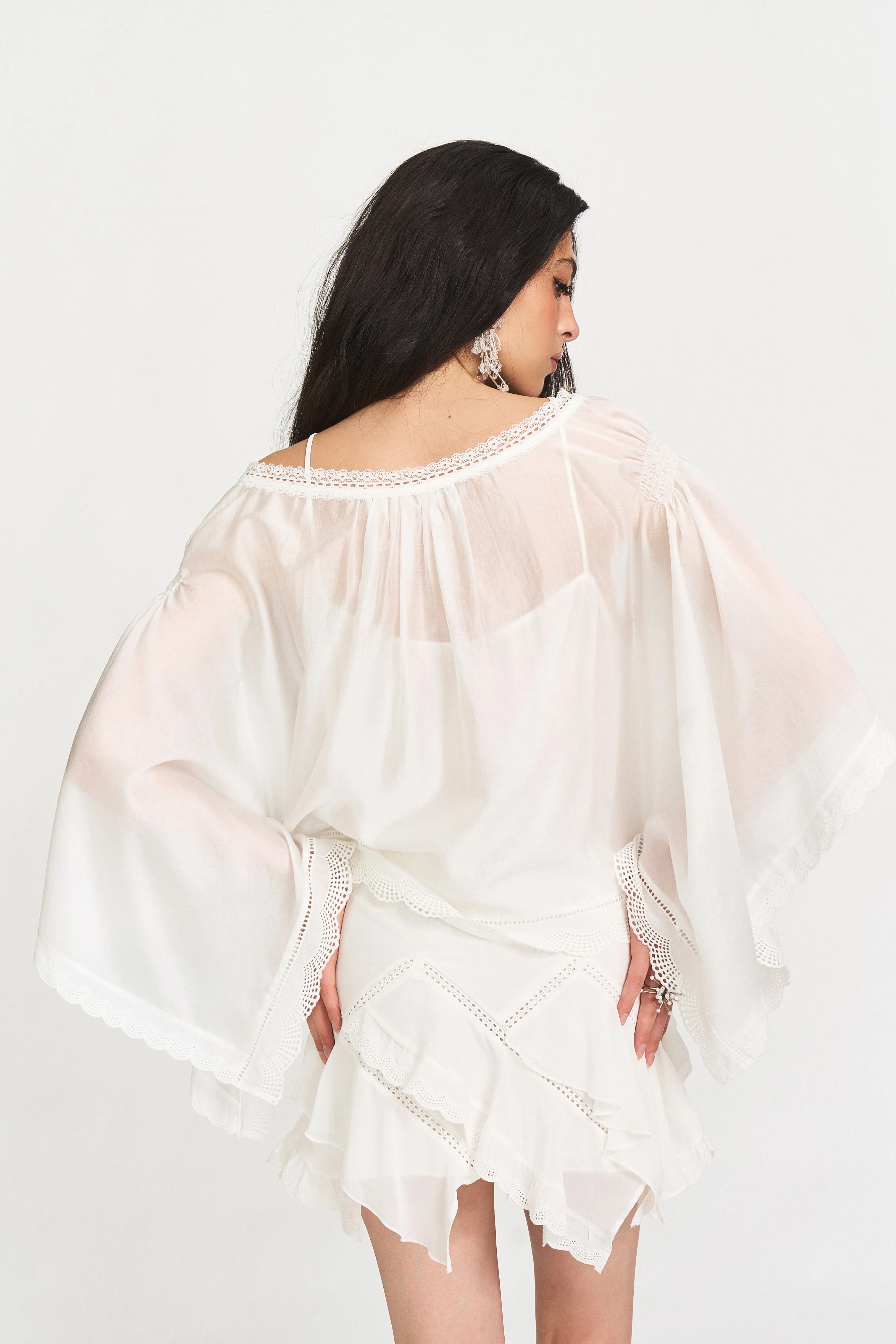 Mia Lace-Trim Sheer Blouse sold by PANN product image thumbnail 3