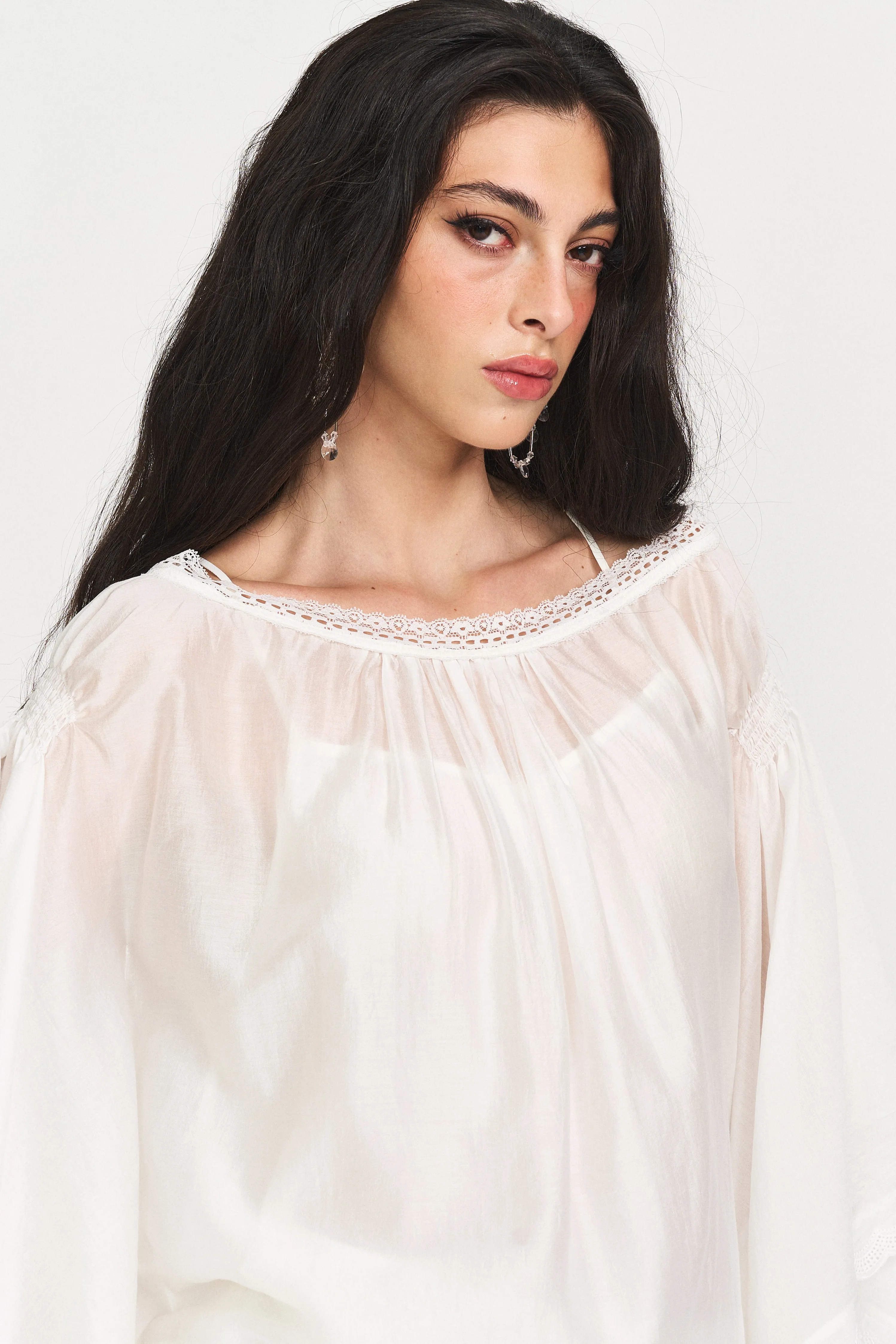 Mia Lace-Trim Sheer Blouse sold by PANN product image thumbnail 5