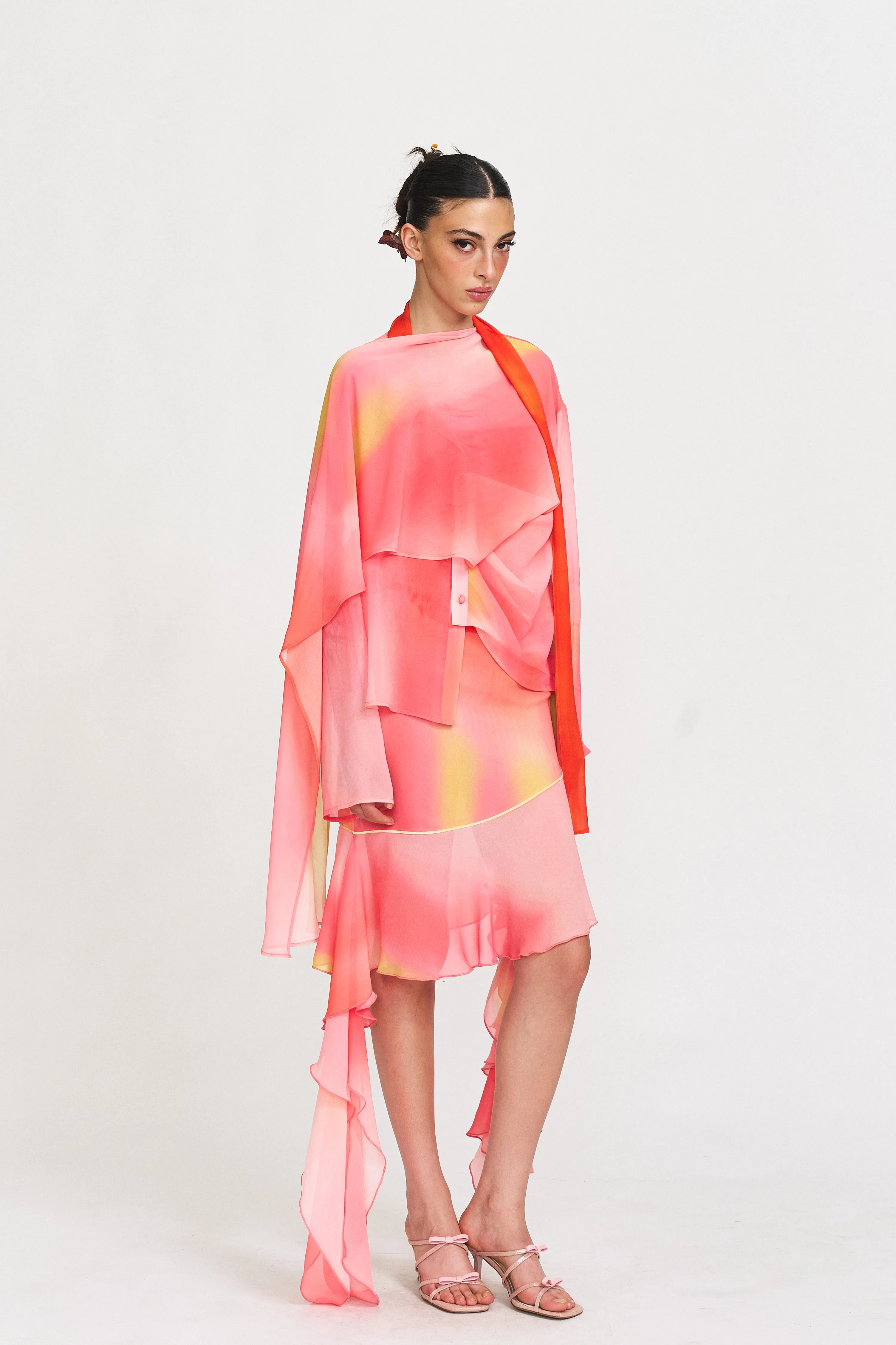 Blaze Patchwork Mini Skirt in Cloudlit Blush sold by PANN product image thumbnail 3