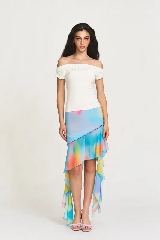 Blaze Patchwork Mini Skirt in Electric Blue sold by PANN