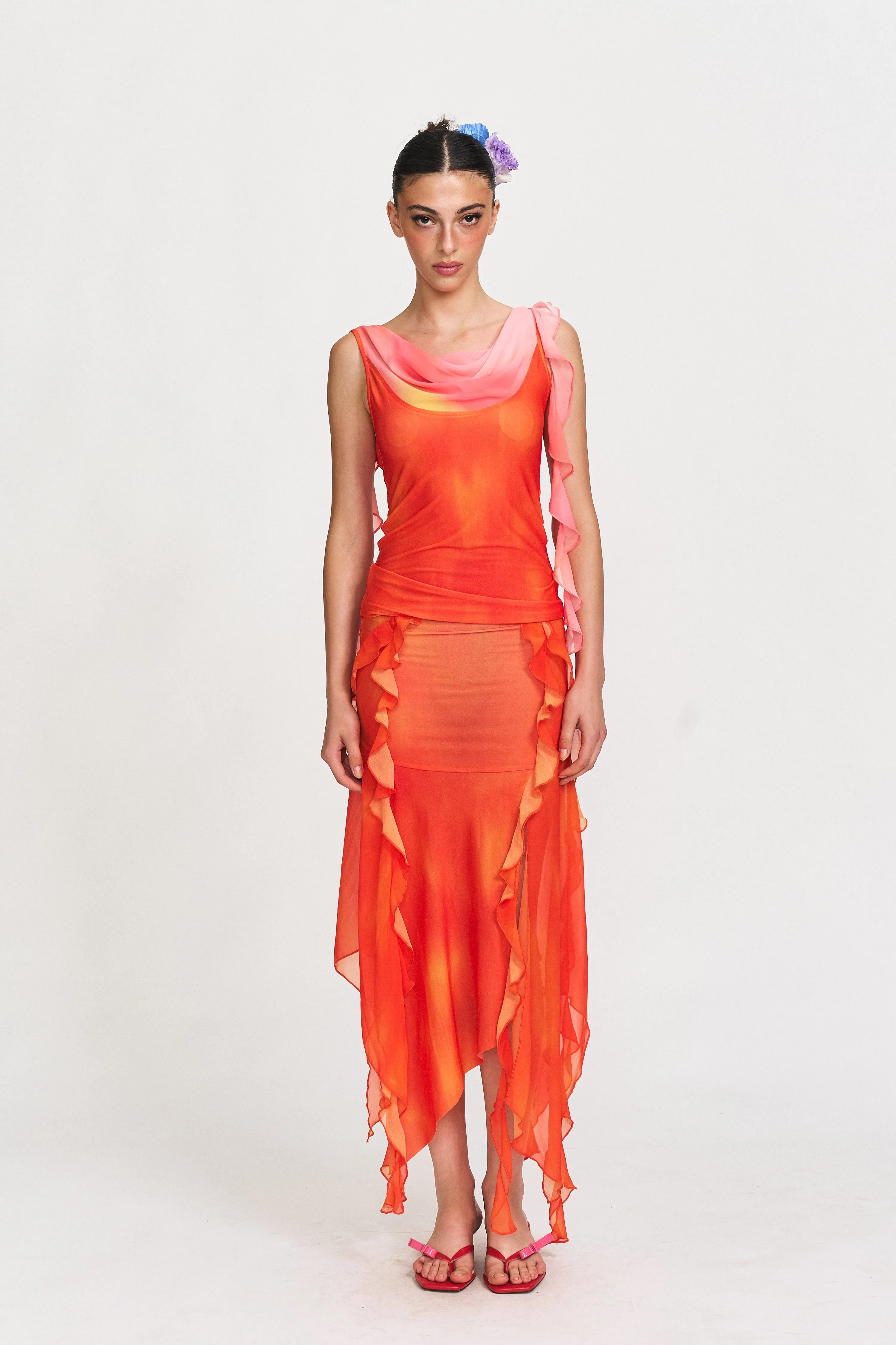 Violet Asymmetrical Lace Skirt sold by PANN