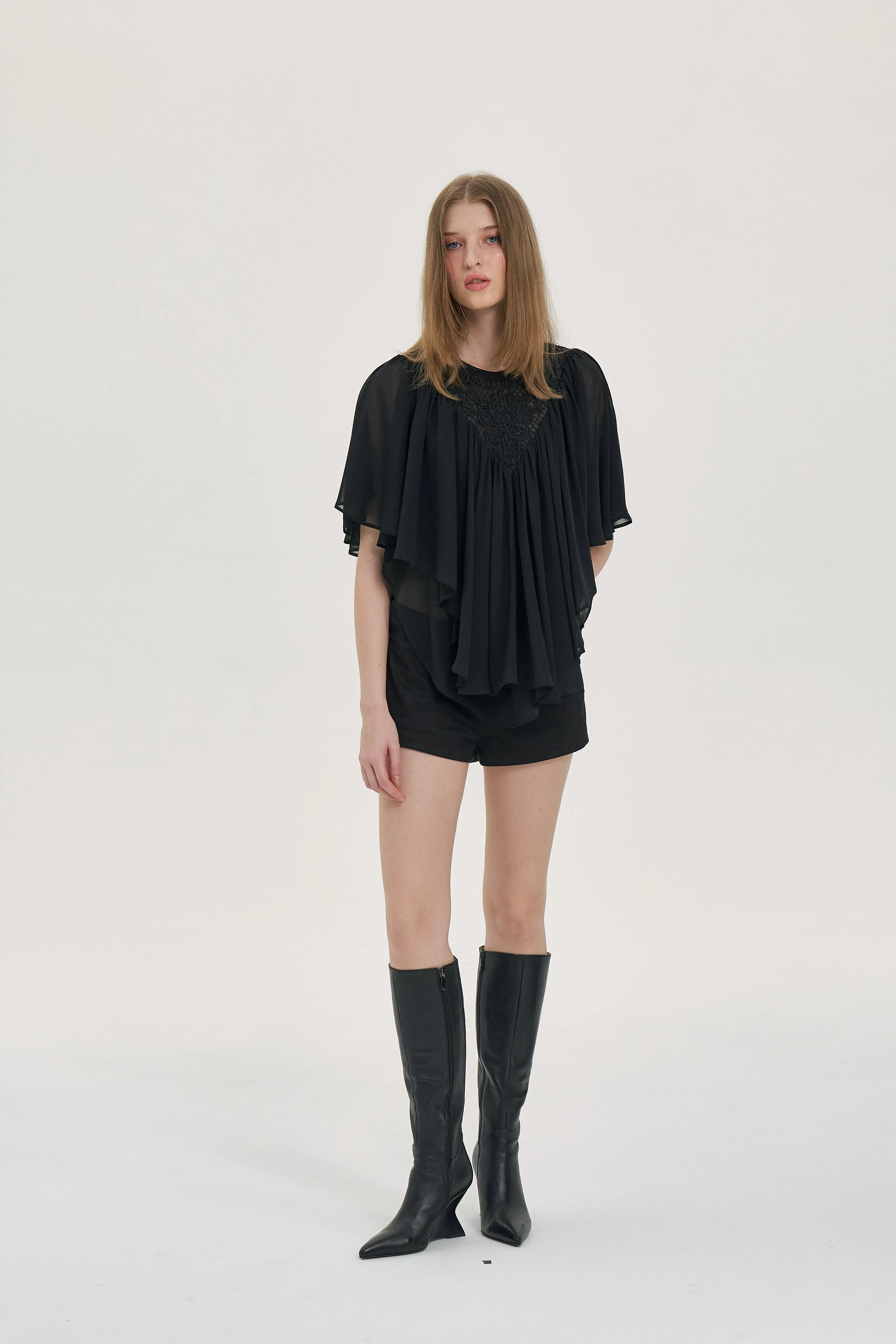 Echo Cloud Lace Cape Top sold by PANN