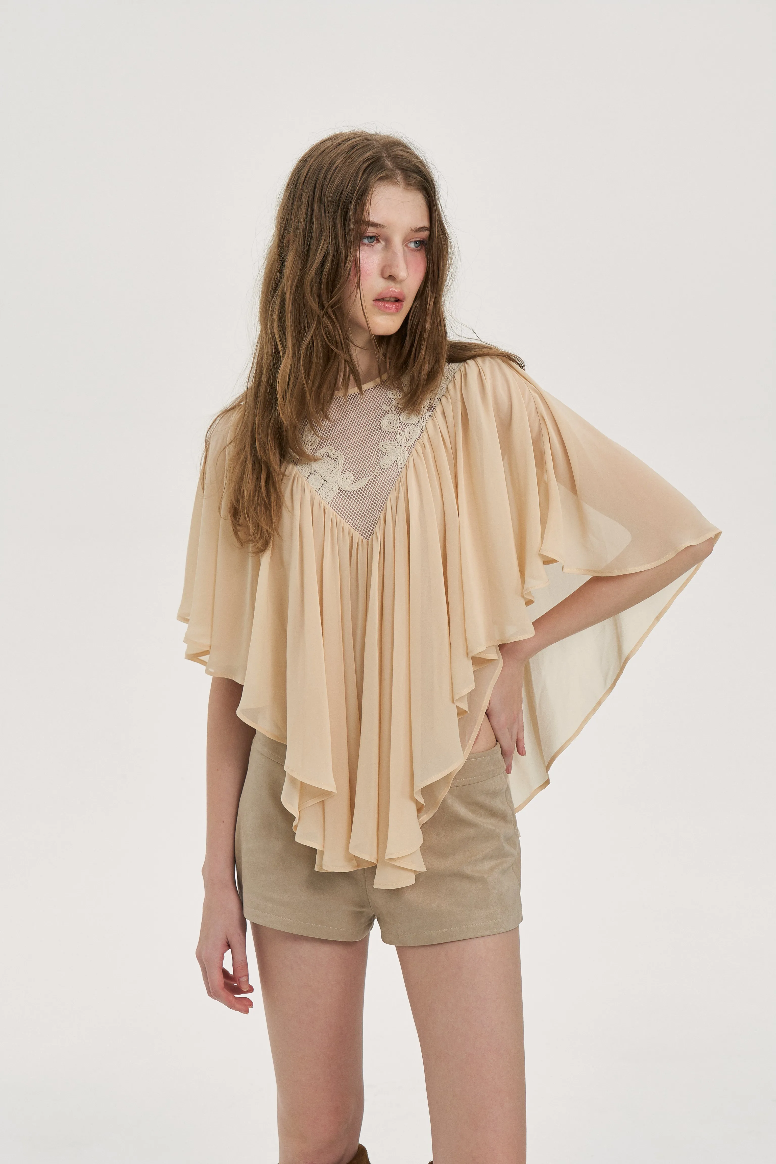 Echo Cloud Lace Cape Top sold by PANN product image thumbnail 4