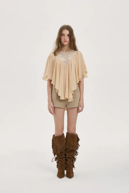 Echo Cloud Lace Cape Top sold by PANN