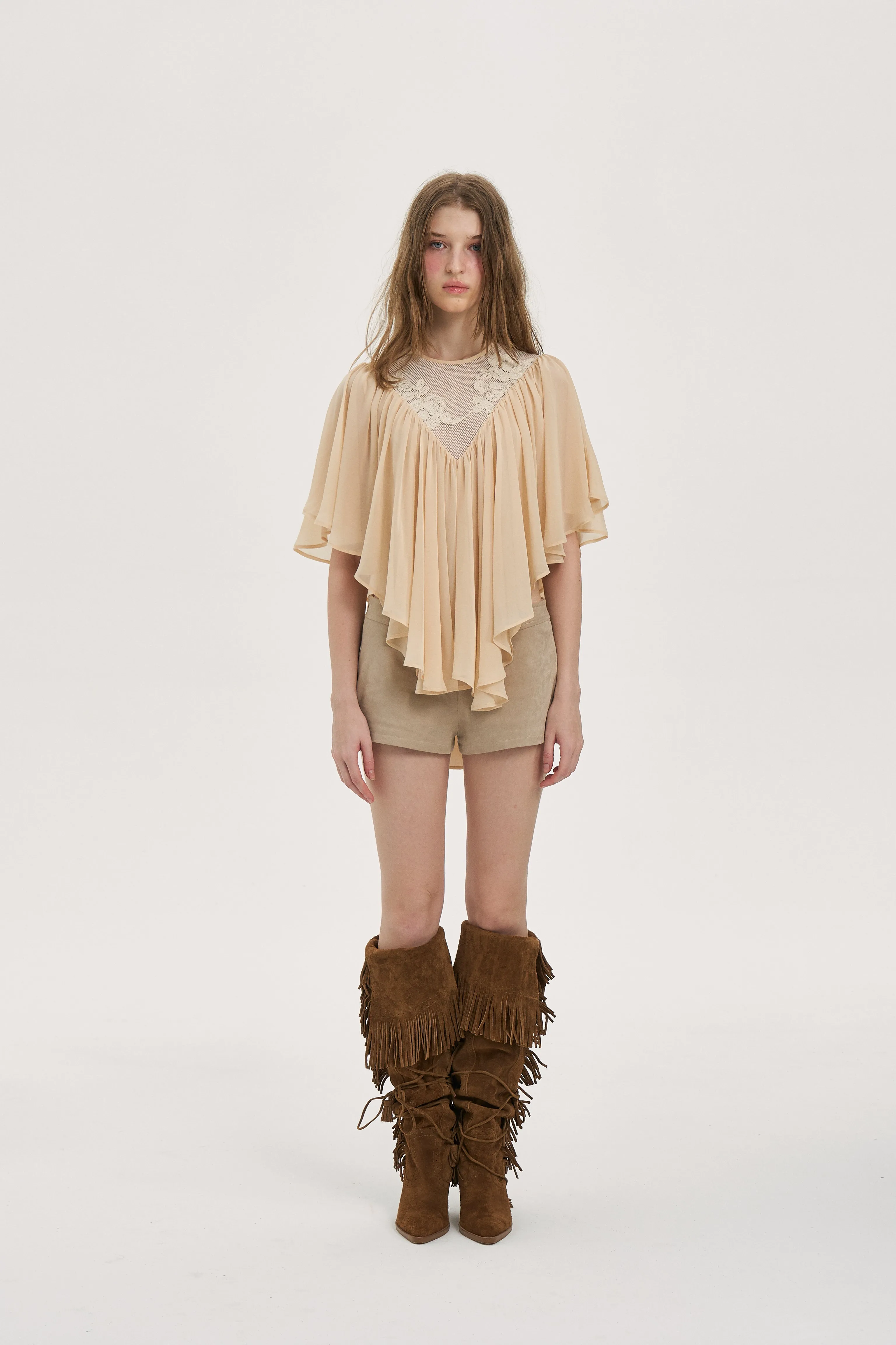 Echo Cloud Lace Cape Top sold by PANN