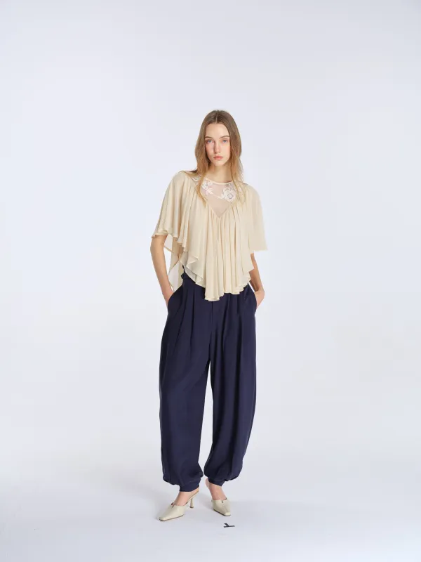 Milo Draped Trousers-Navy sold by PANN