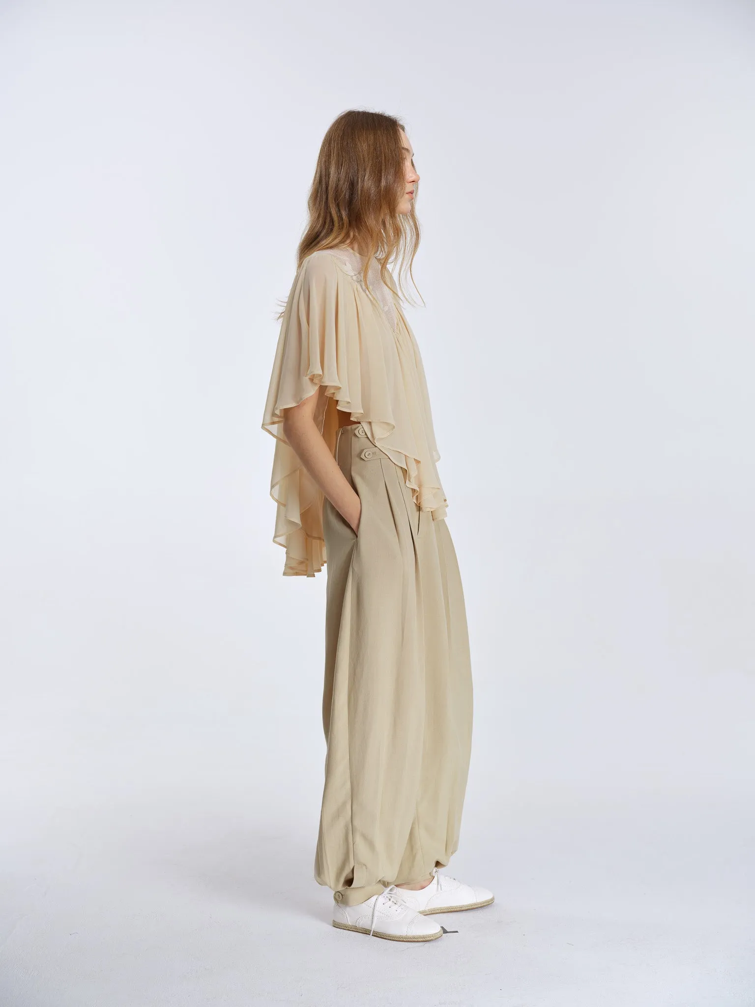 Milo Draped Trousers-Sand sold by PANN product image thumbnail 3