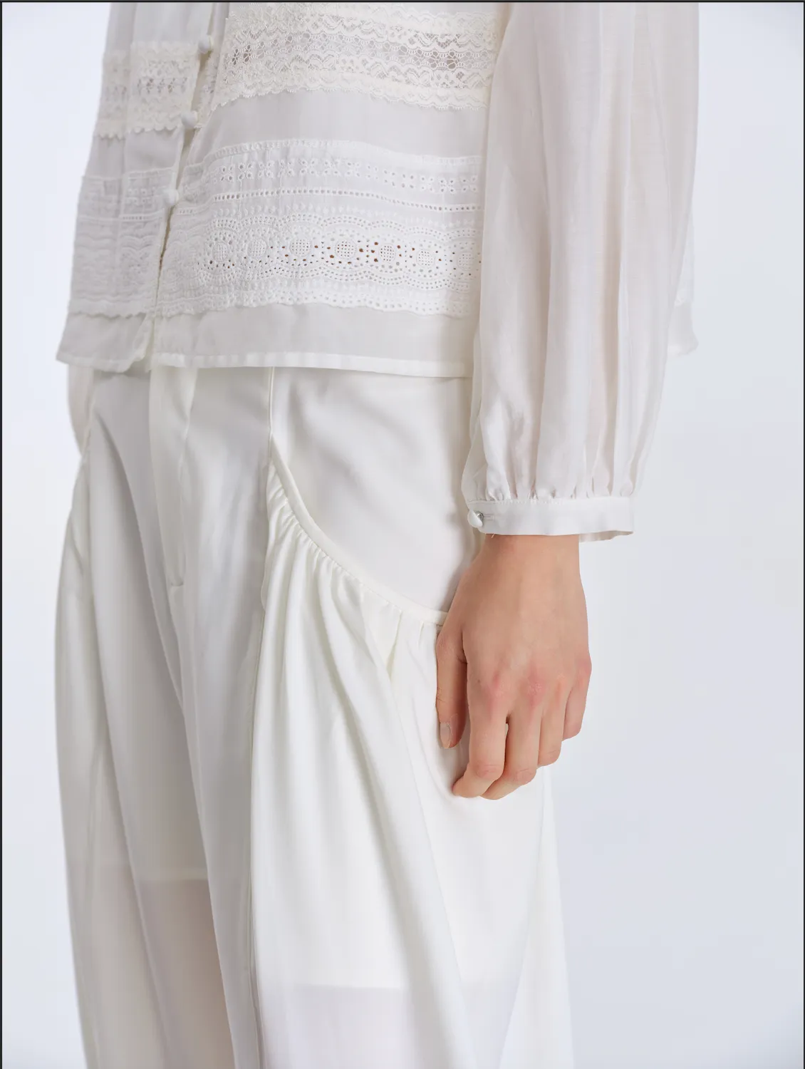 Sage Lace Panelled Blouse sold by PANN product image thumbnail 3