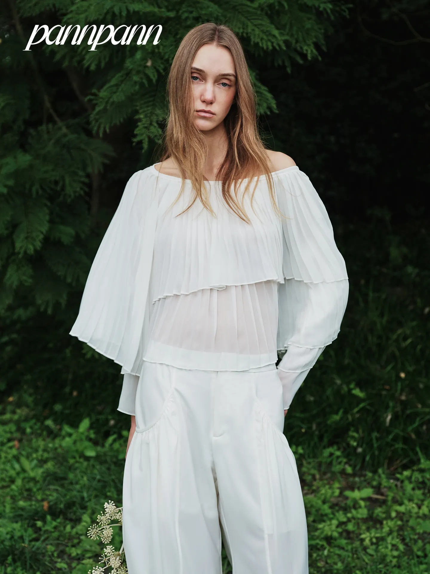 Eve Pleated Cape Top sold by PANN