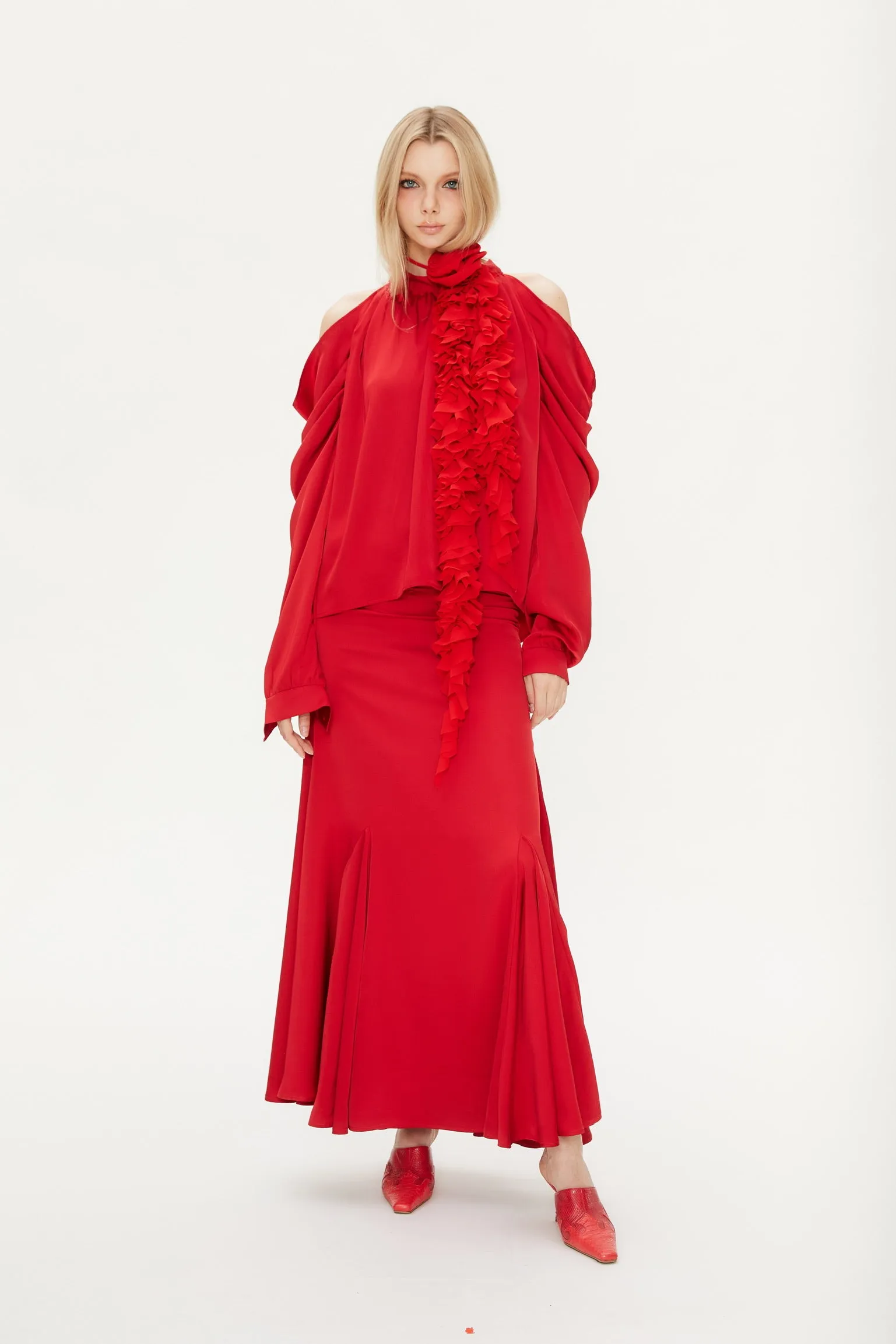 Alba Light Flower Scarf in Red sold by PANN product image thumbnail 4