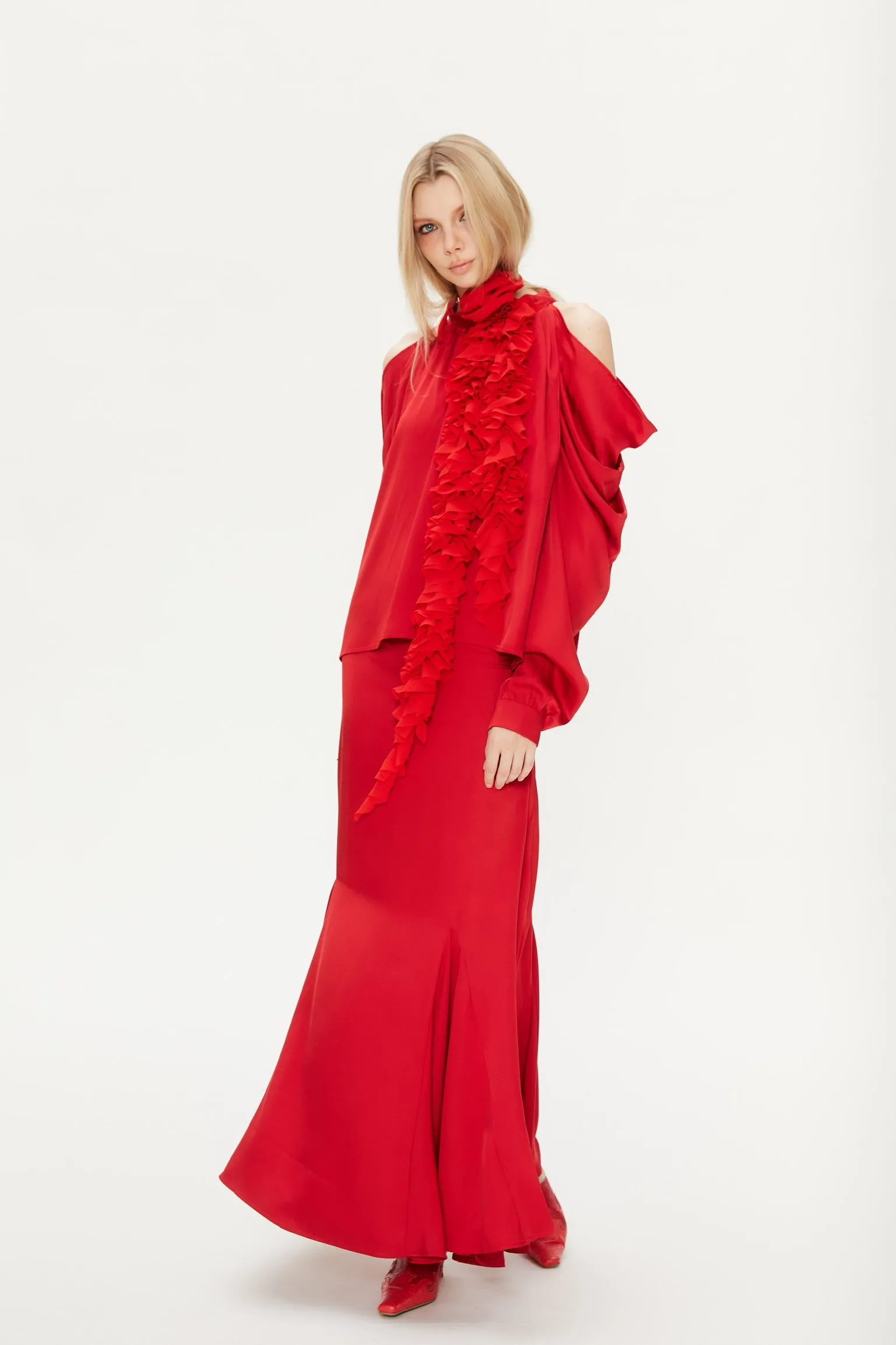 Alba Light Flower Scarf in Red sold by PANN product image thumbnail 5