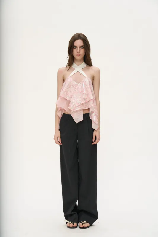 Devi Sequined Layered Halter Top in Pink sold by PANN