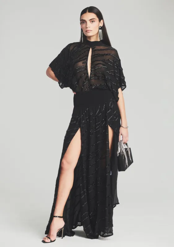 Lilo Embellished Silk Chiffon Dress sold by Retrofete
