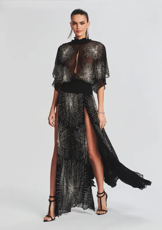 Lilo Embellished Silk Chiffon Dress sold by Retrofete