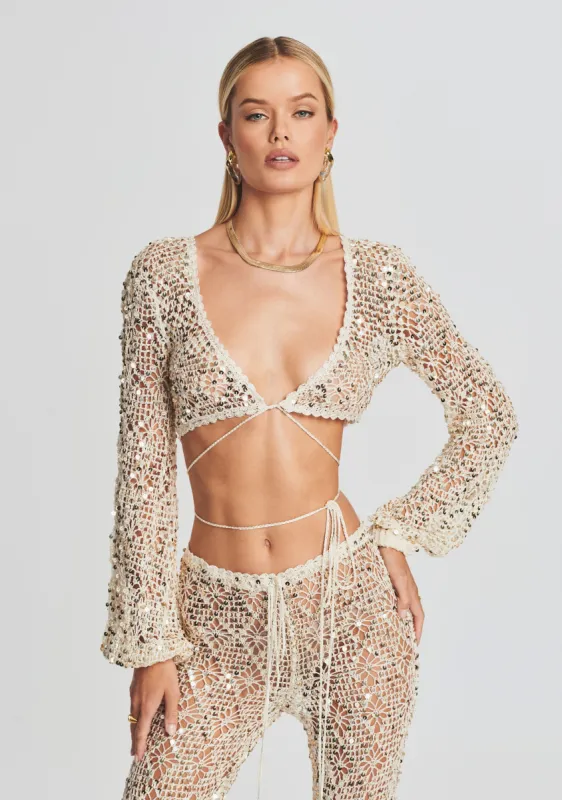 Vera Sequin Crochet Top sold by Retrofete
