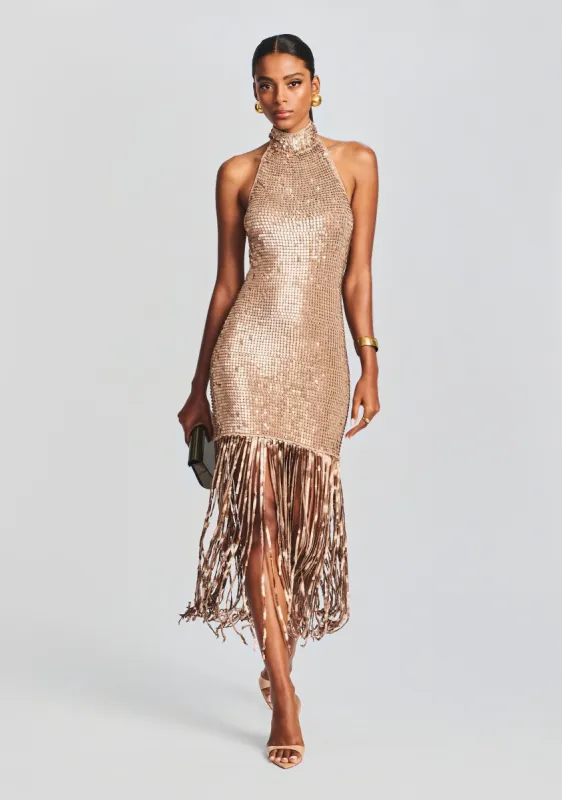 Renzo Sequin Fringe Crochet Dress sold by Retrofete