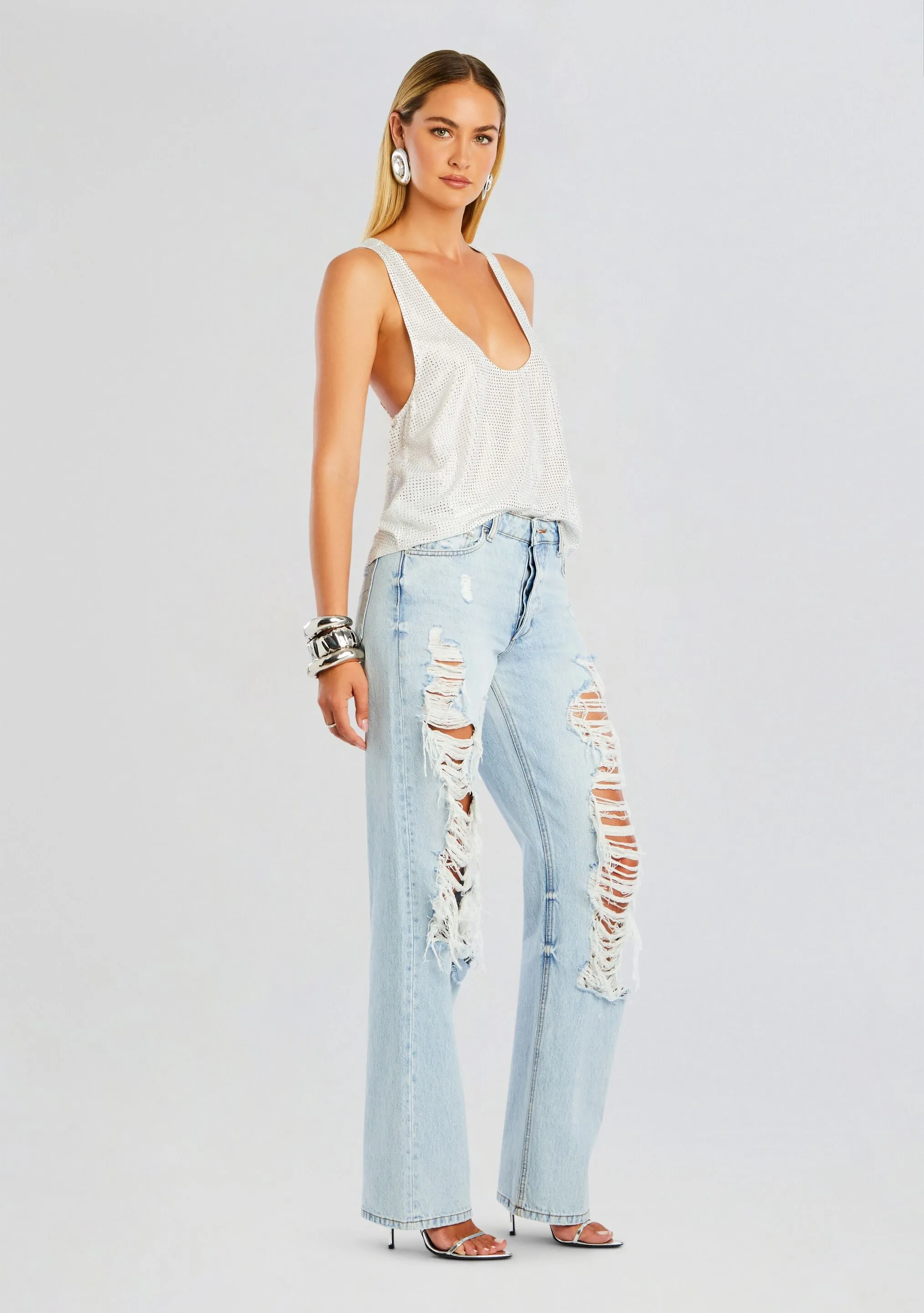 Sunny Mid Rise Distressed Boyfriend Jean sold by Retrofete product image thumbnail 3