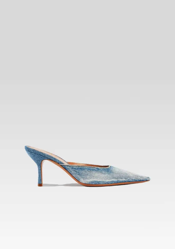 Daphne Denim Mule sold by Retrofete