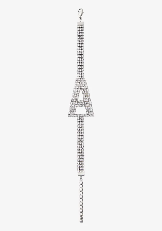 Rhinestone Alphabet Letter Bracelet sold by Retrofete