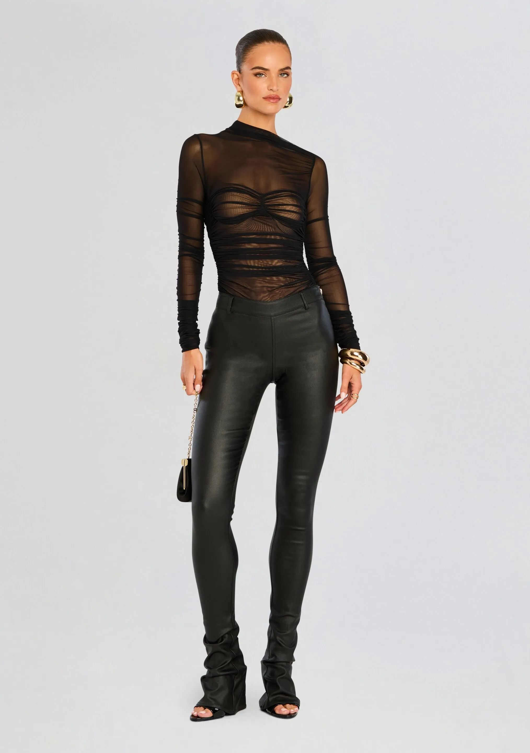 Mila Ruched Bodysuit with Asymetric Neck sold by Retrofete product image thumbnail 5