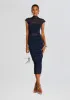 Tabitha Mesh Ruched Midi Dress sold by Retrofete