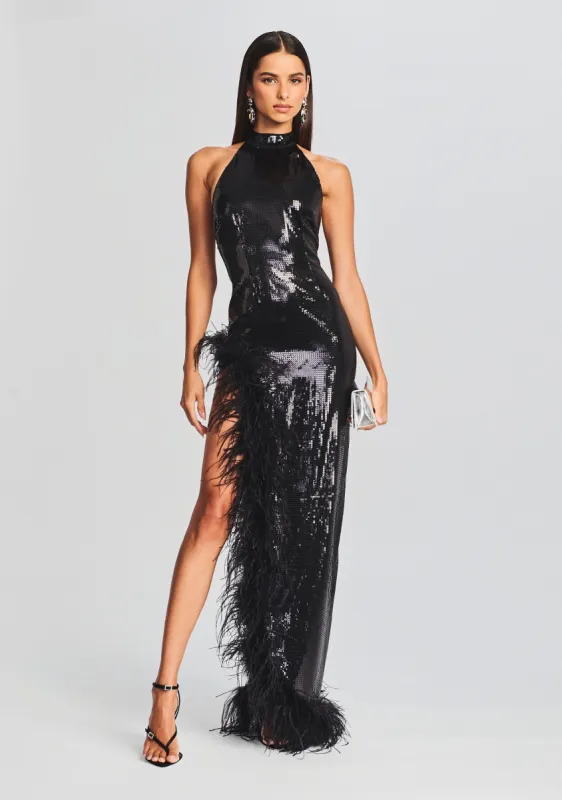 Vixen Sequin Feather Dress sold by Retrofete