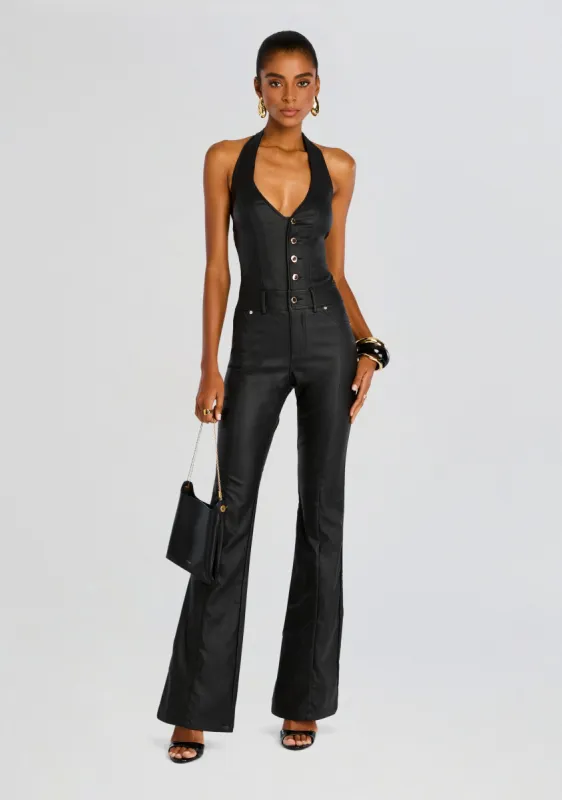 Cynthia Coated Denim Jumpsuit sold by Retrofete