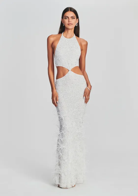 Katerina Sequin Feather Dress sold by Retrofete