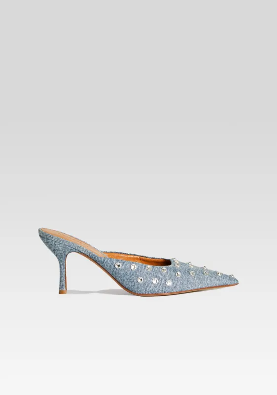 Pacifica Embellished Denim Mule sold by Retrofete