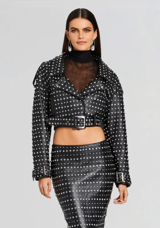 Mora Embellished Leather Jacket sold by Retrofete