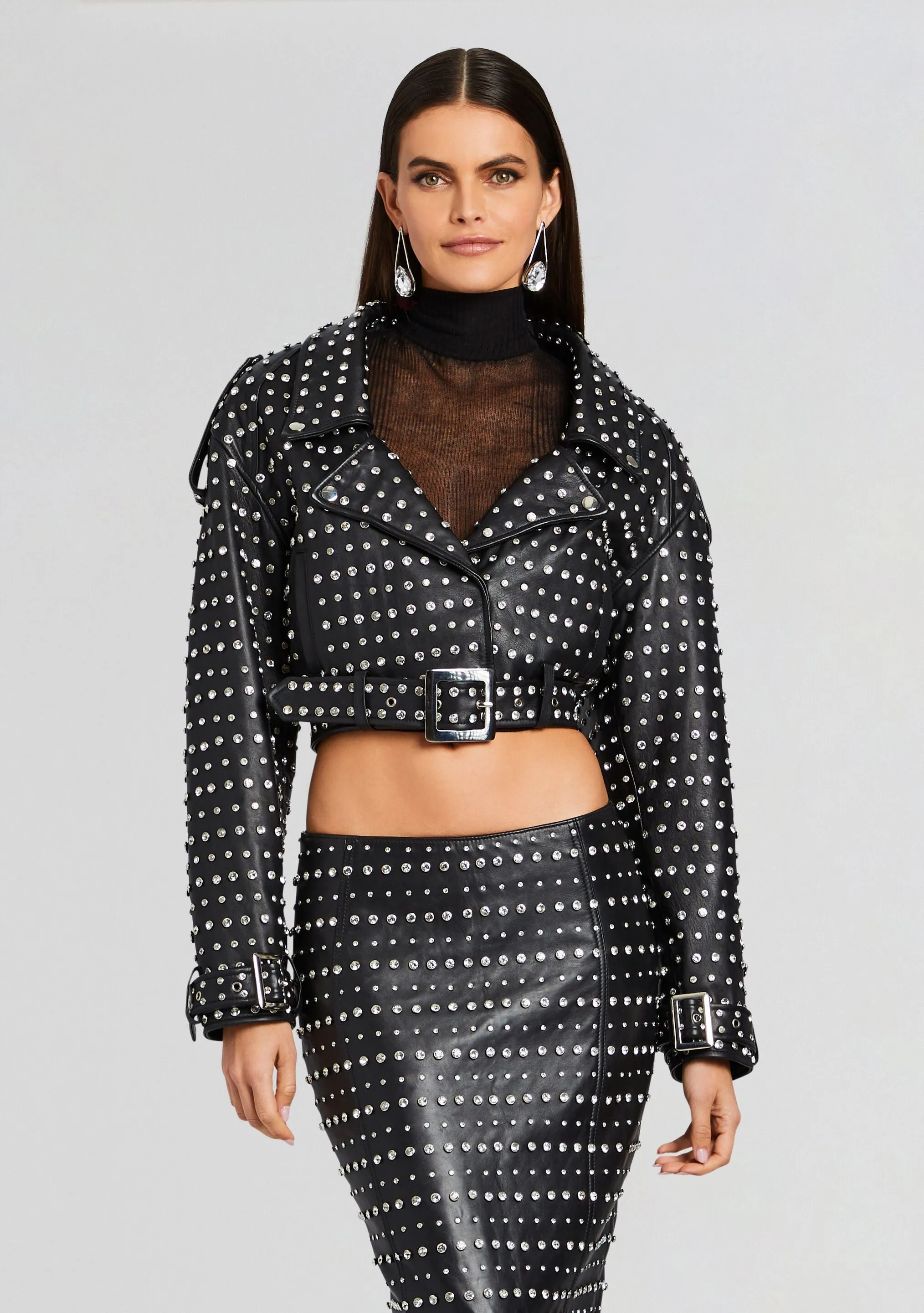 Mora Embellished Leather Jacket sold by Retrofete