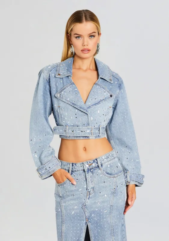 Marcie Embellished Denim Jacket sold by Retrofete