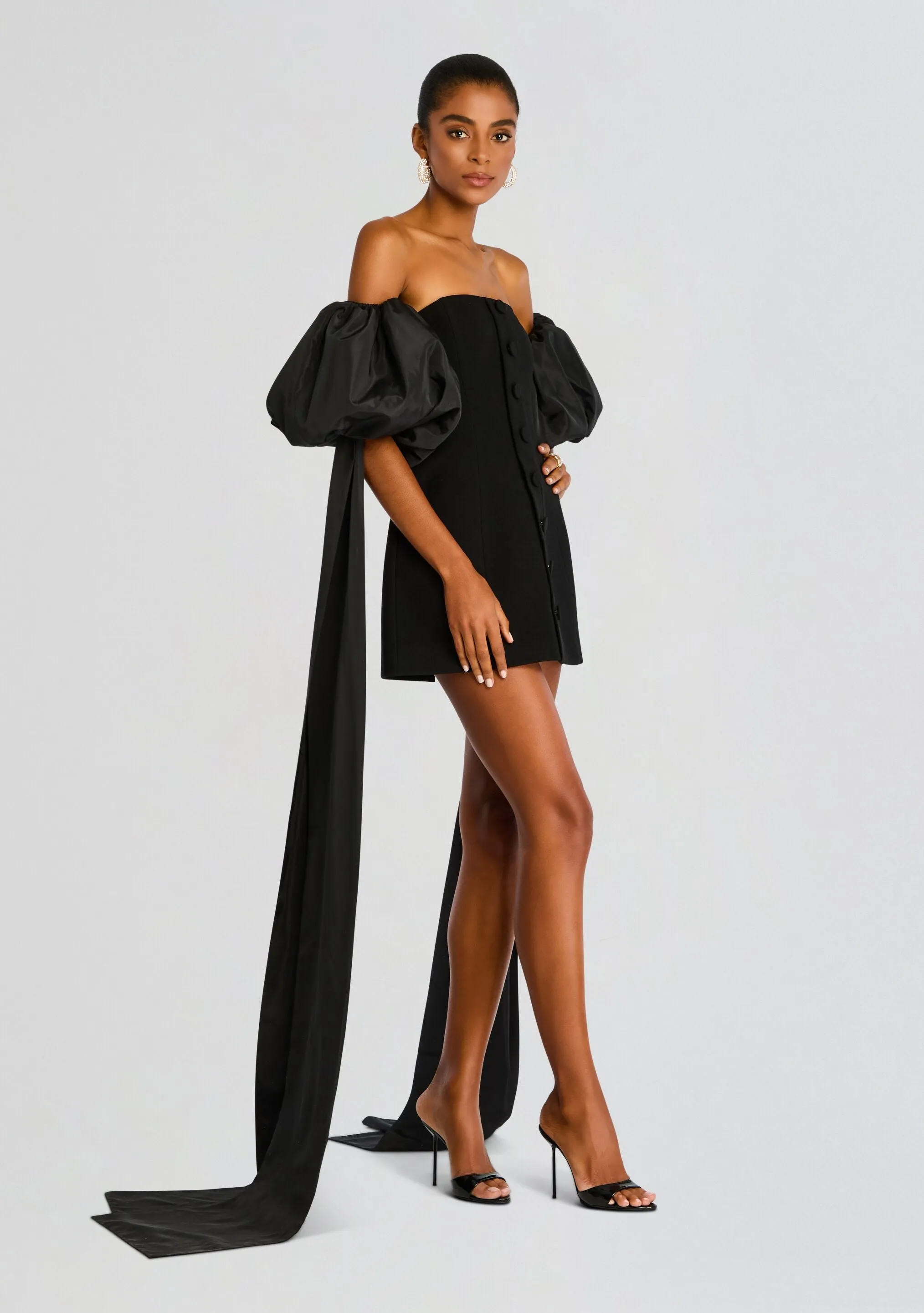 Laurent Mini Button Dress with Black Plumes sold by Retrofete product image thumbnail 3